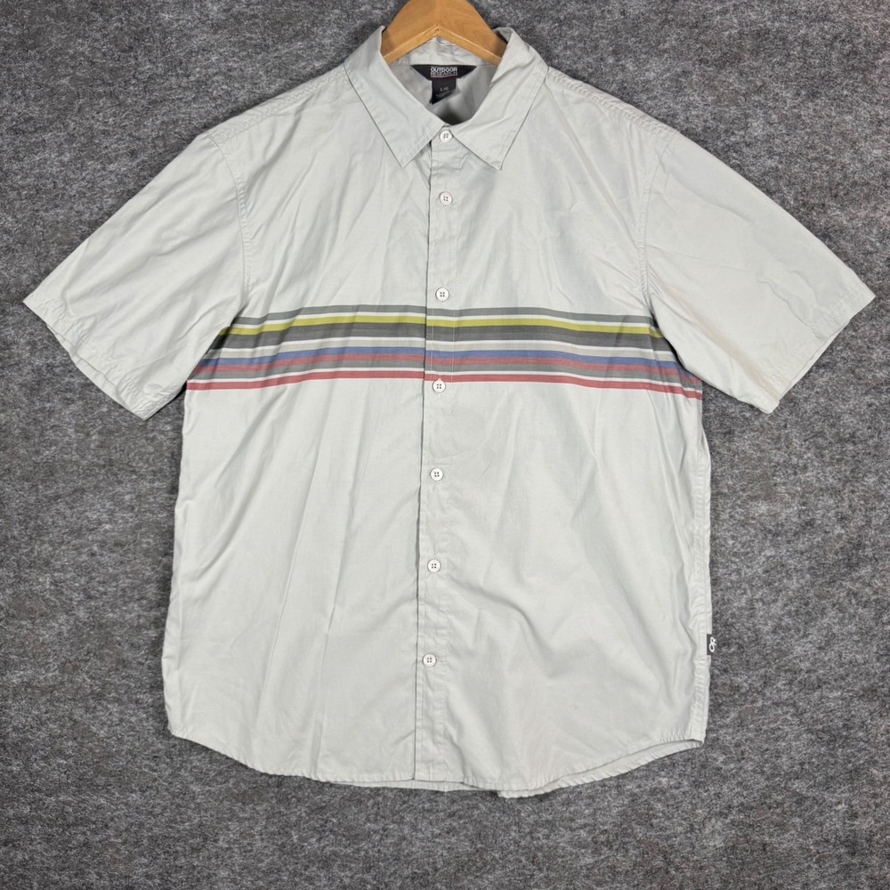 Outdoor Research Blanket Short Sleeve Shirt Mens L Gray Striped L